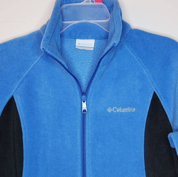 Columbia Fleece Jacket Full Zip Warm Blue Sweatshirt LARGE 12 14 - Picture 12 of 12